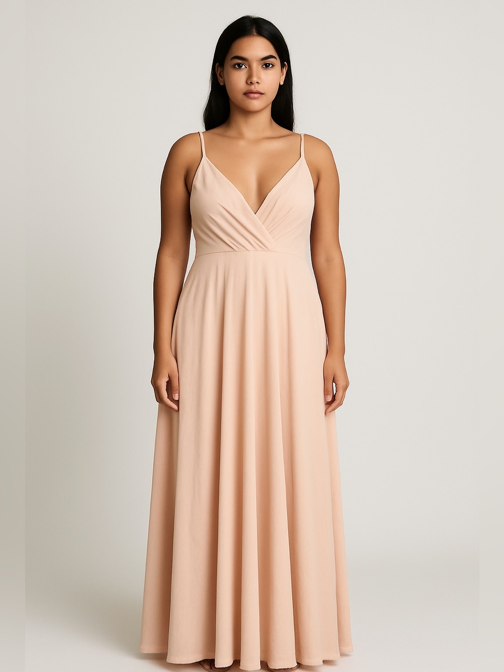 Anthropologie BHLDN Blush Pink Eva Chiffon Bridesmaids Dress Size Small